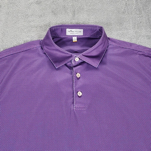 Peter Millar Other - Peter Millar Polo Shirt Mens Large Purple Geo Print Summer Comfort Golf Stretch